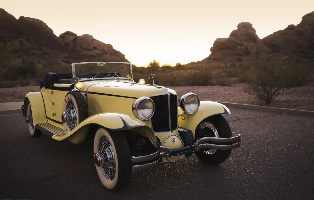 Photo wallpaper Yellow, Cabriolet, Retro, 1932 Cord L-29 Convertible