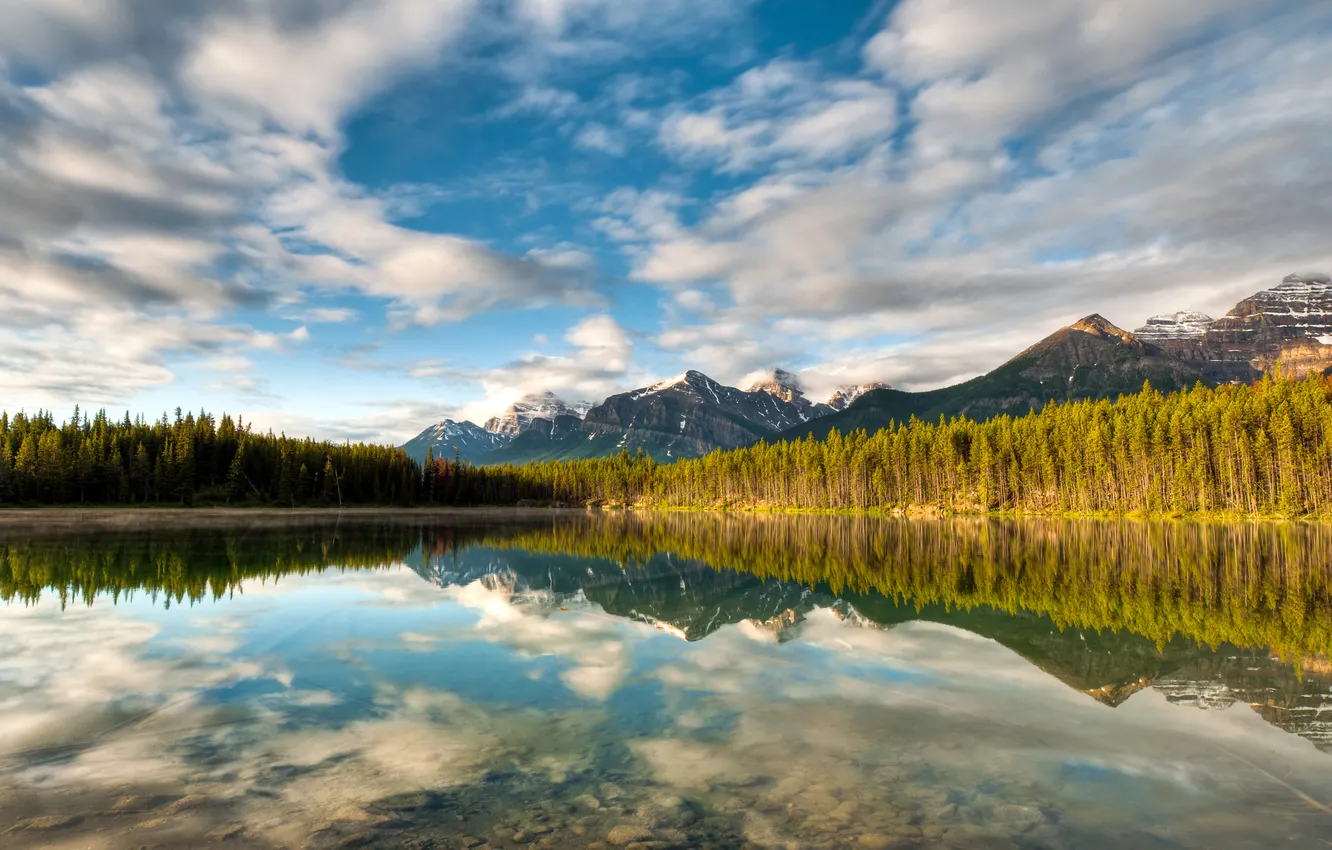 Photo wallpaper the sky, transparency, mountains, lake, reflection, Canada, Canada