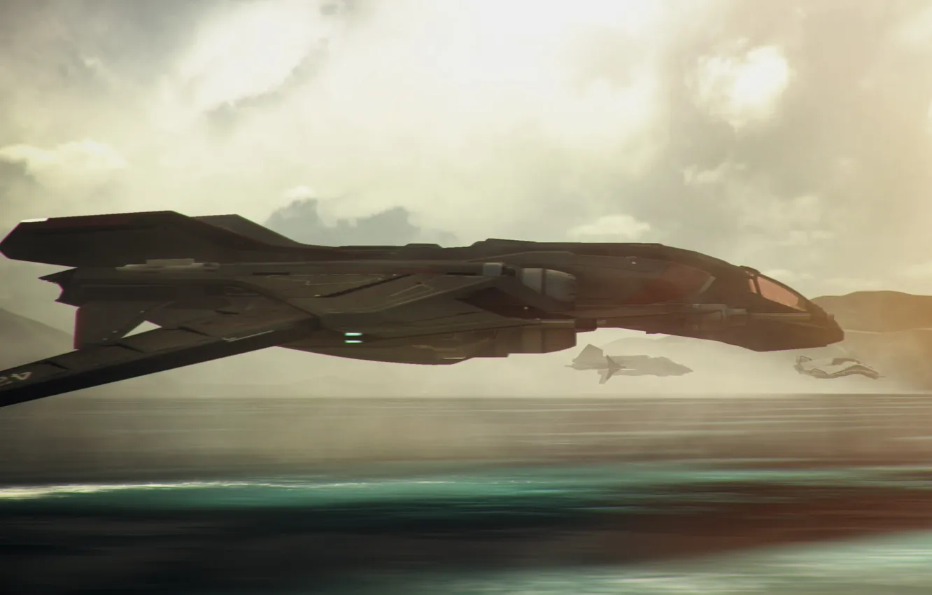 Photo wallpaper flight, planet, speed, spaceship