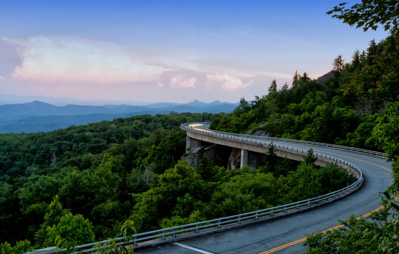 Photo wallpaper road, forest, mountains, Appalachian, Appalachian Mountains, Blue Ridge Parkway