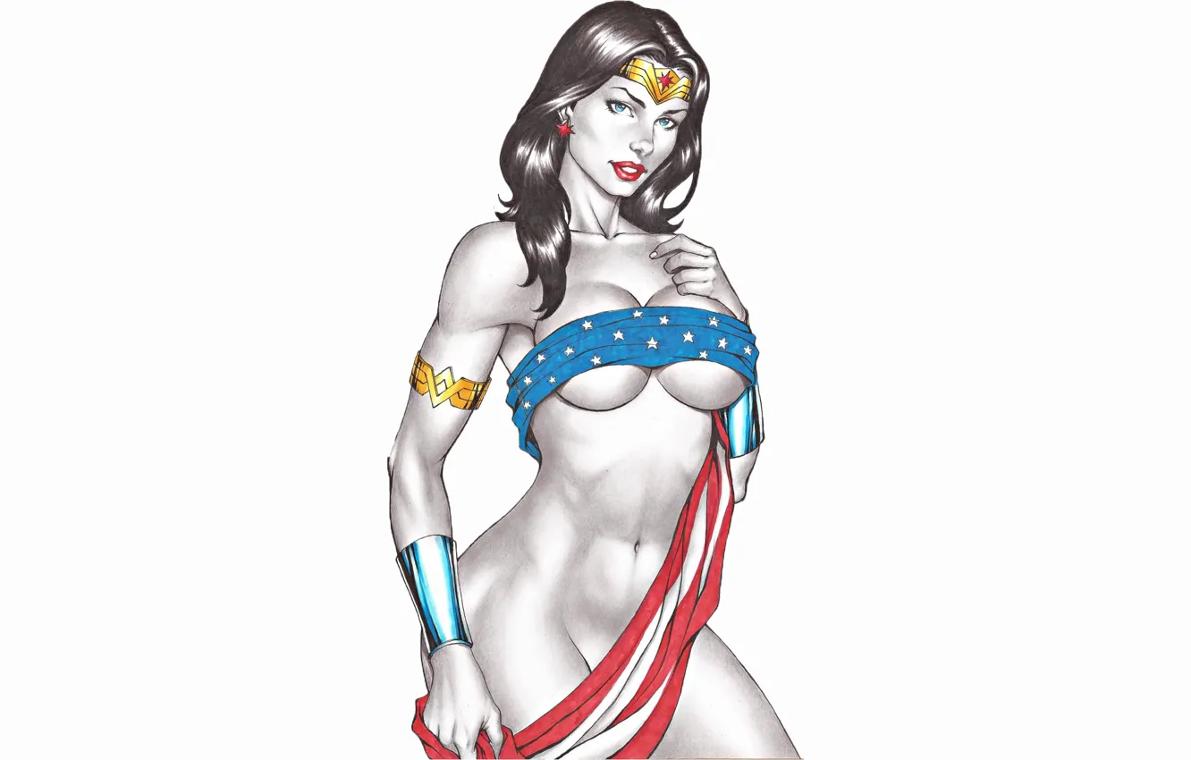Photo wallpaper girl, background, flag