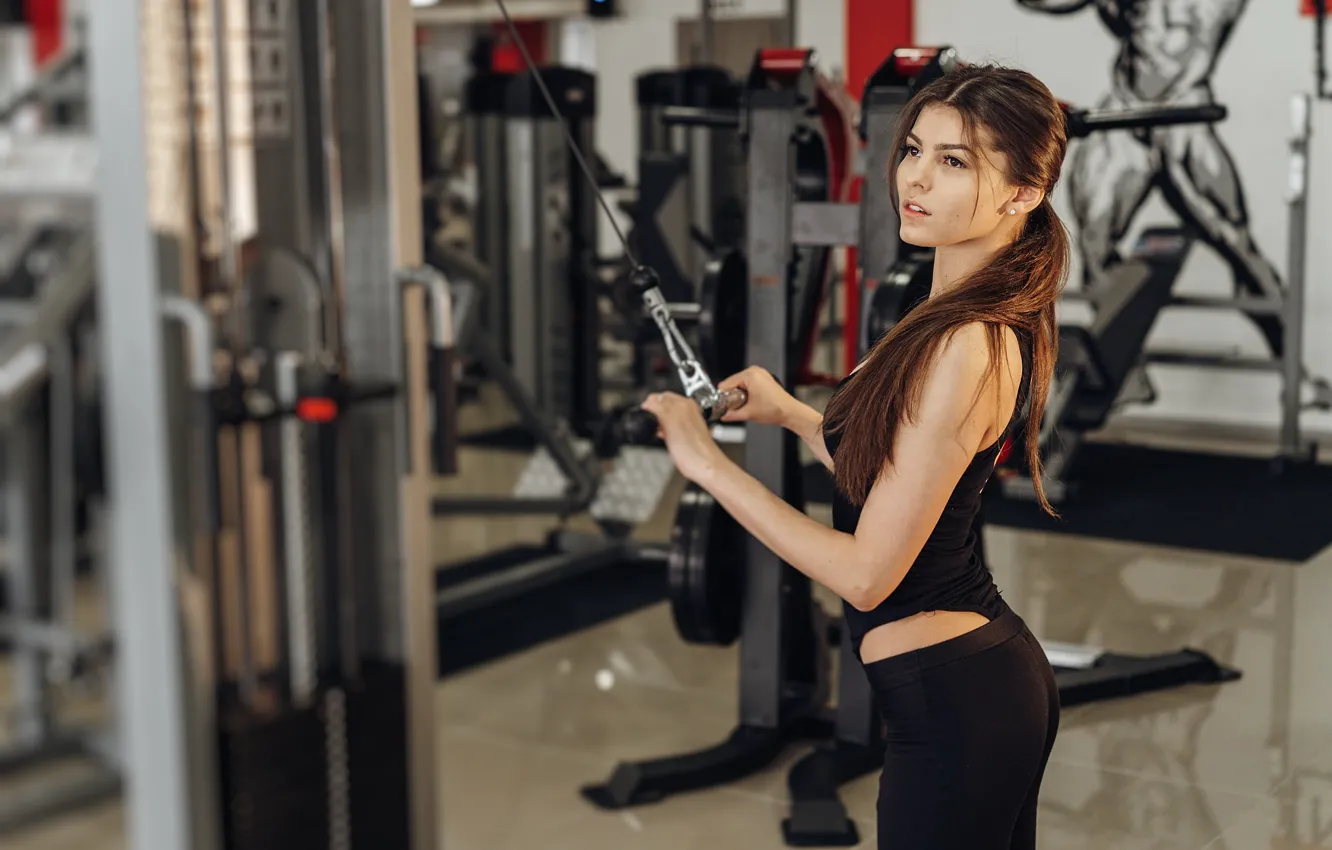 Photo wallpaper female, workout, fitness, gym