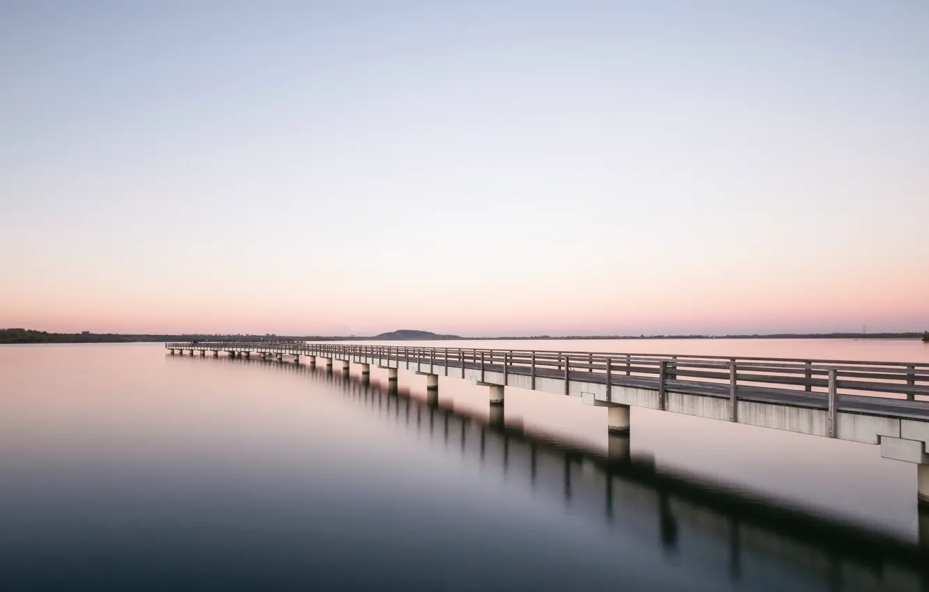 Photo wallpaper Germany, sunset, lake, Geiseltalsee