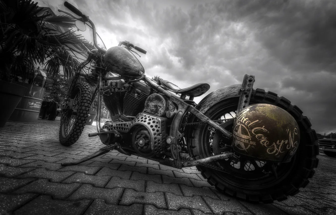Photo wallpaper the city, street, motorcycle