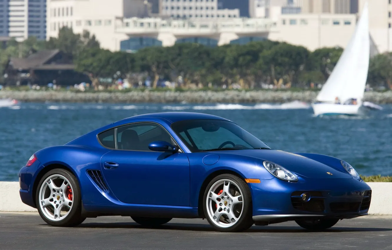 Photo wallpaper Blue, Porsche, Cayman