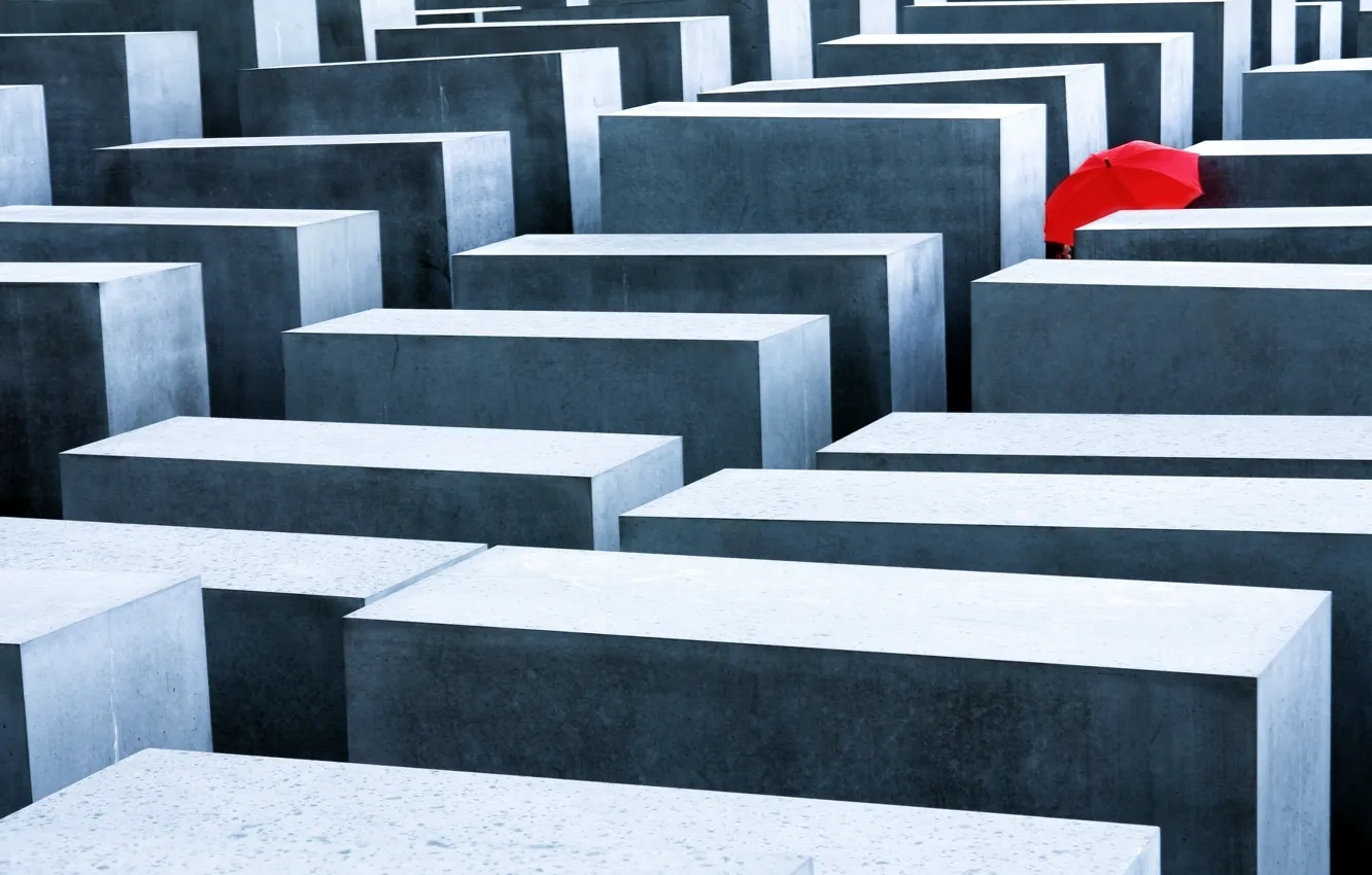 Photo wallpaper red, abstraction, background, umbrella, plate, different, walls