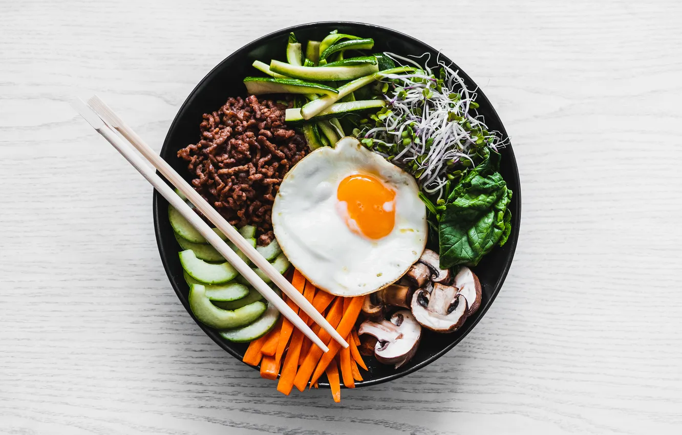 Photo wallpaper egg, dish, salad