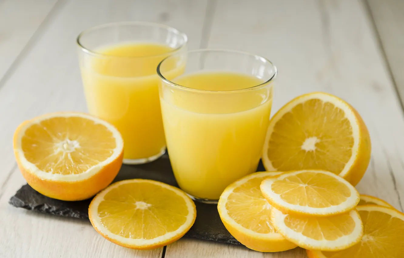 Photo wallpaper glass, orange, juice, citrus, fresh