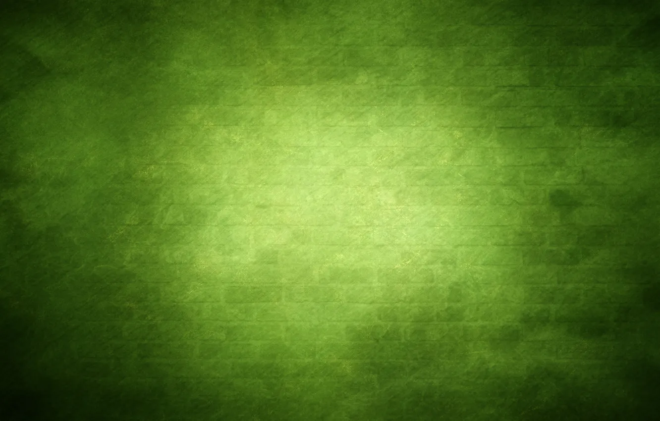 Photo wallpaper green, wall, dark colors, glow, brick, texture