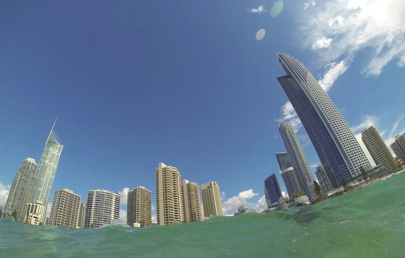 Photo wallpaper sea, skyscrapers, Australia, Gold coast