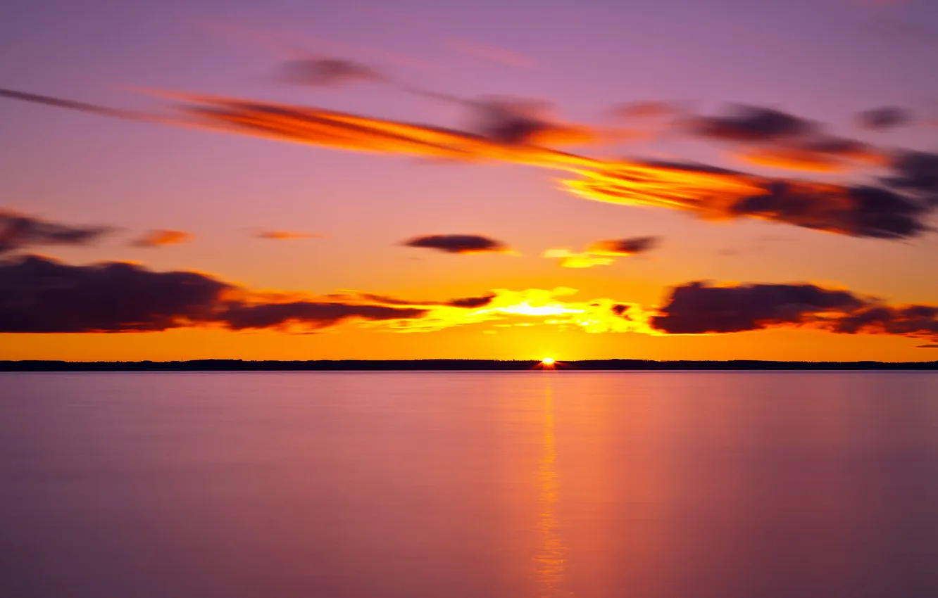 Photo wallpaper sea, landscape, sunset