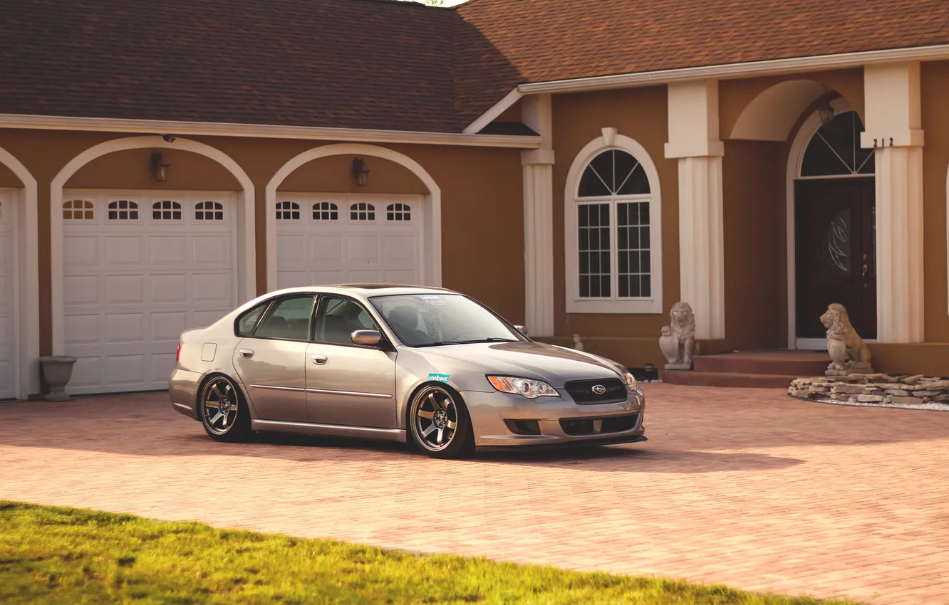 Photo wallpaper home, garage, Subaru, silver, Subaru, legacy, legacy, silvery