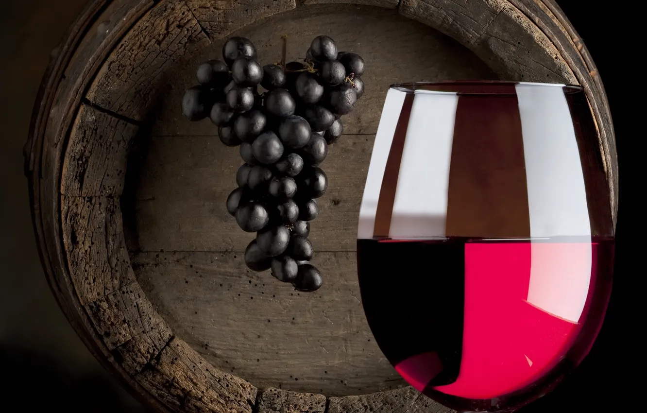 Photo wallpaper wine, barrel, wine glass