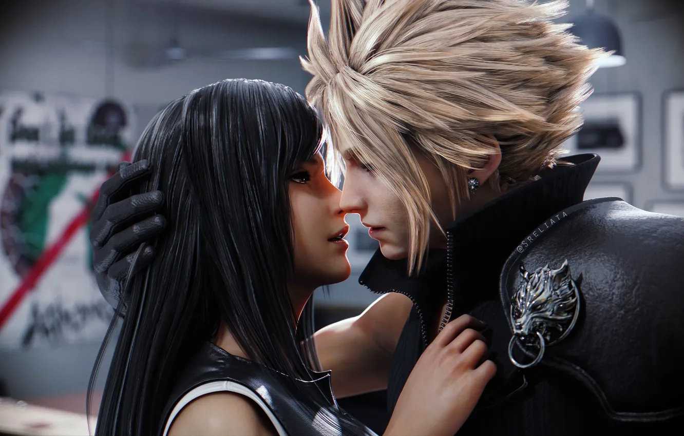 Photo wallpaper two, Final Fantasy VII, Cloud Strife, Tifa Lockhart, Final fantasy 7, Final Fantasy VII Remake