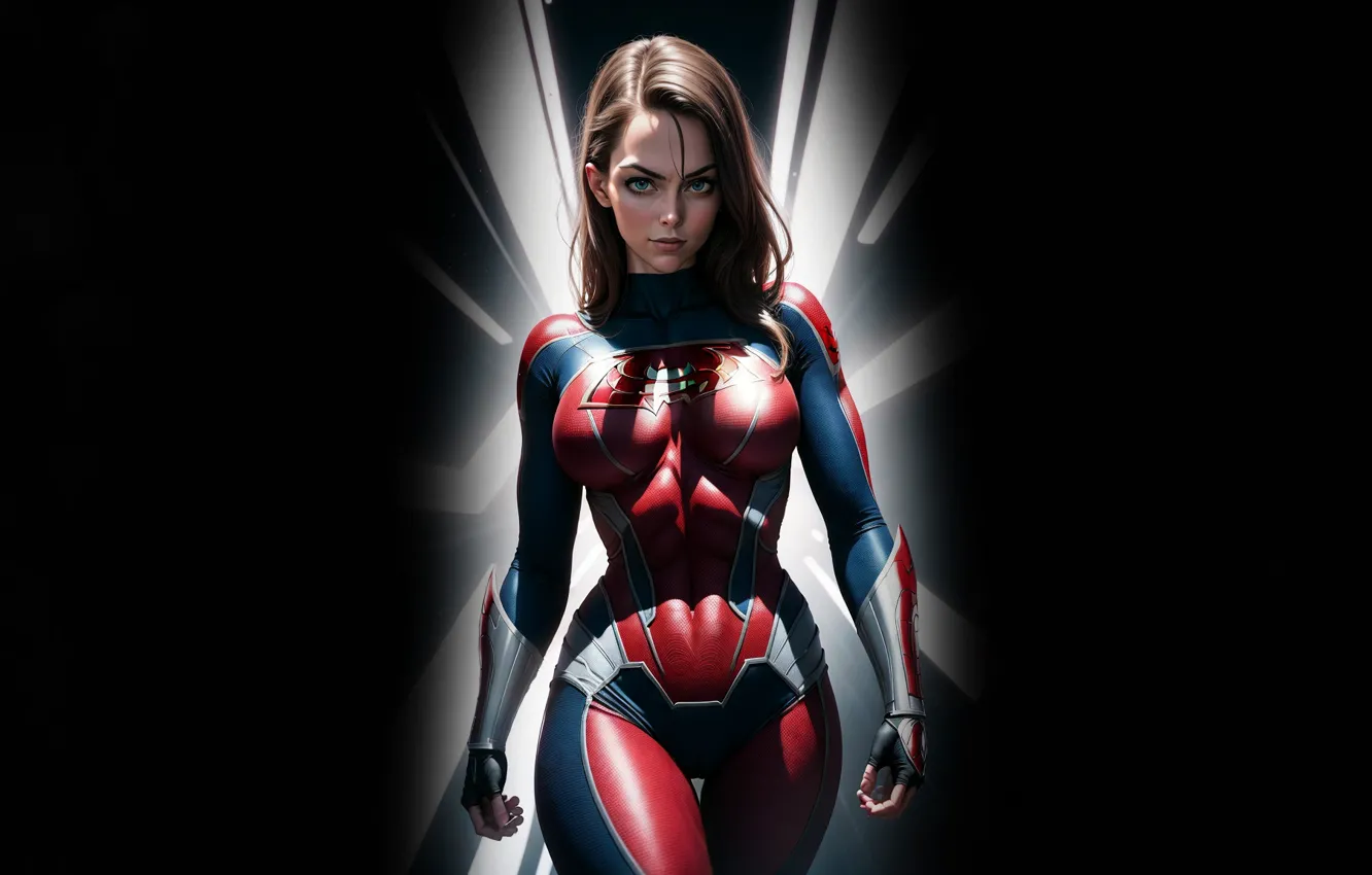 Photo wallpaper chest, girl, slim, beautiful, in red, spider-man, Spider Girl