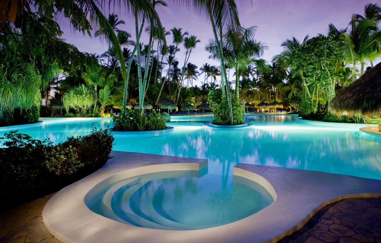 Photo wallpaper pool, hotel, exterior, tropical., Meria, Caribe