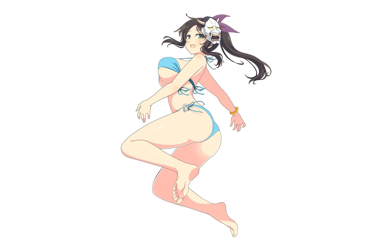 Photo wallpaper girl, white background, bikini, Senran Kagura
