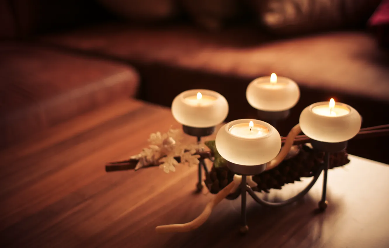 Photo wallpaper comfort, fire, candles, candle