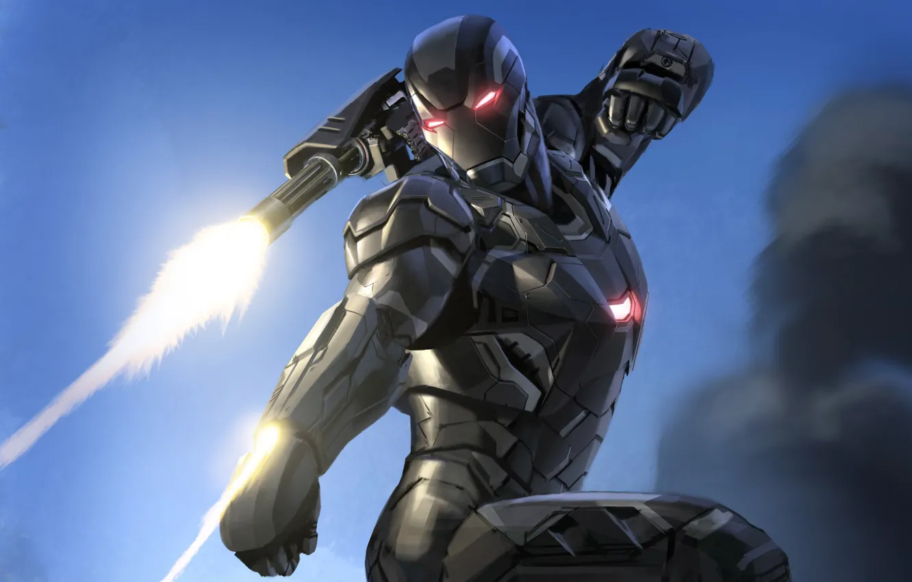 Photo wallpaper cinema, Iron Man, movie, film, suit, machine gun, War Machine, minigun