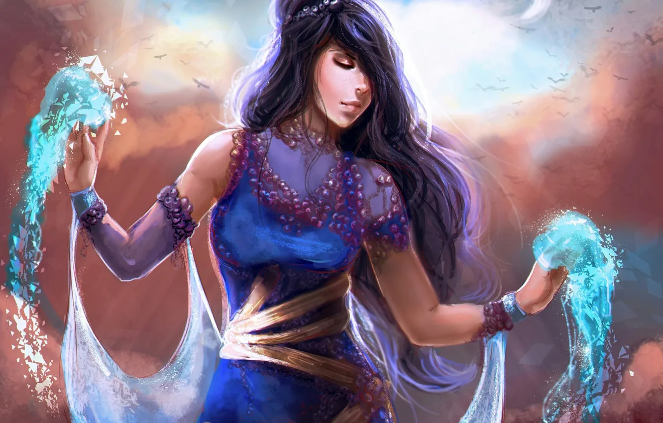 Photo wallpaper water, girl, fiction, art