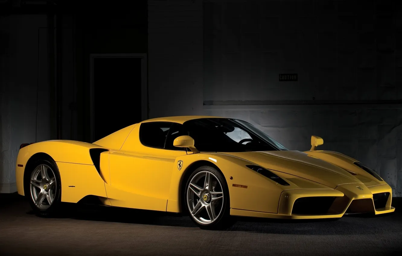 Photo wallpaper yellow, Ferrari, Ferrari, supercar, twilight, Enzo, the front, hypercar