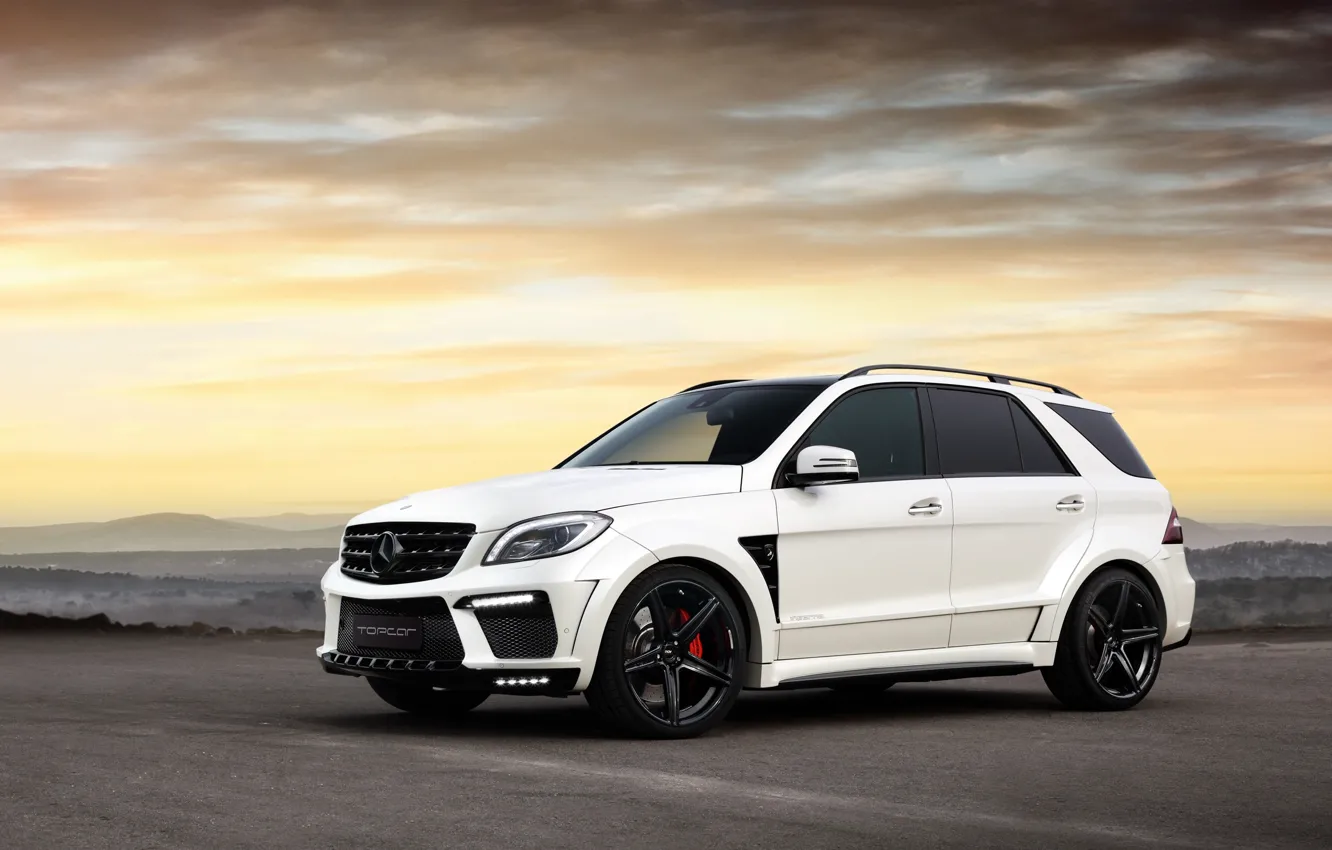 Photo wallpaper tuning, SUV, car, ball Wed, AMG, White, Inferno, Mercedes-Benz ML63