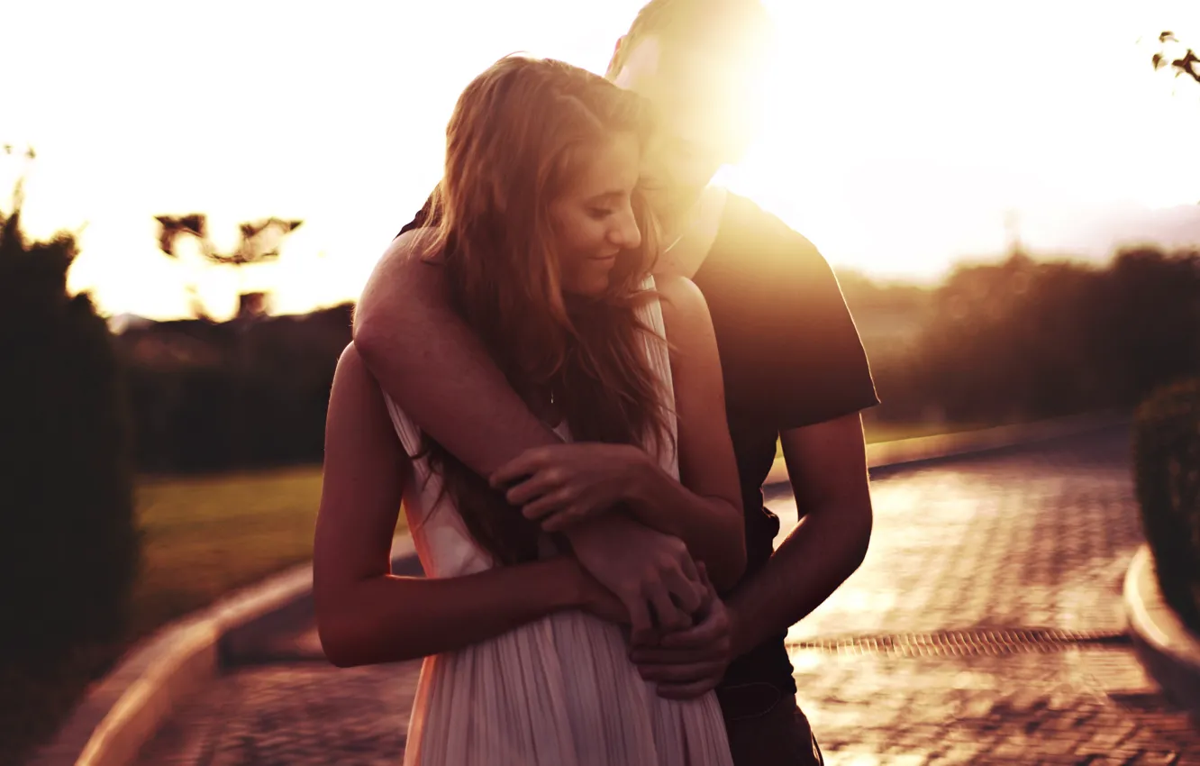 Photo wallpaper girl, the sun, love, smile, background, mood, widescreen, Wallpaper