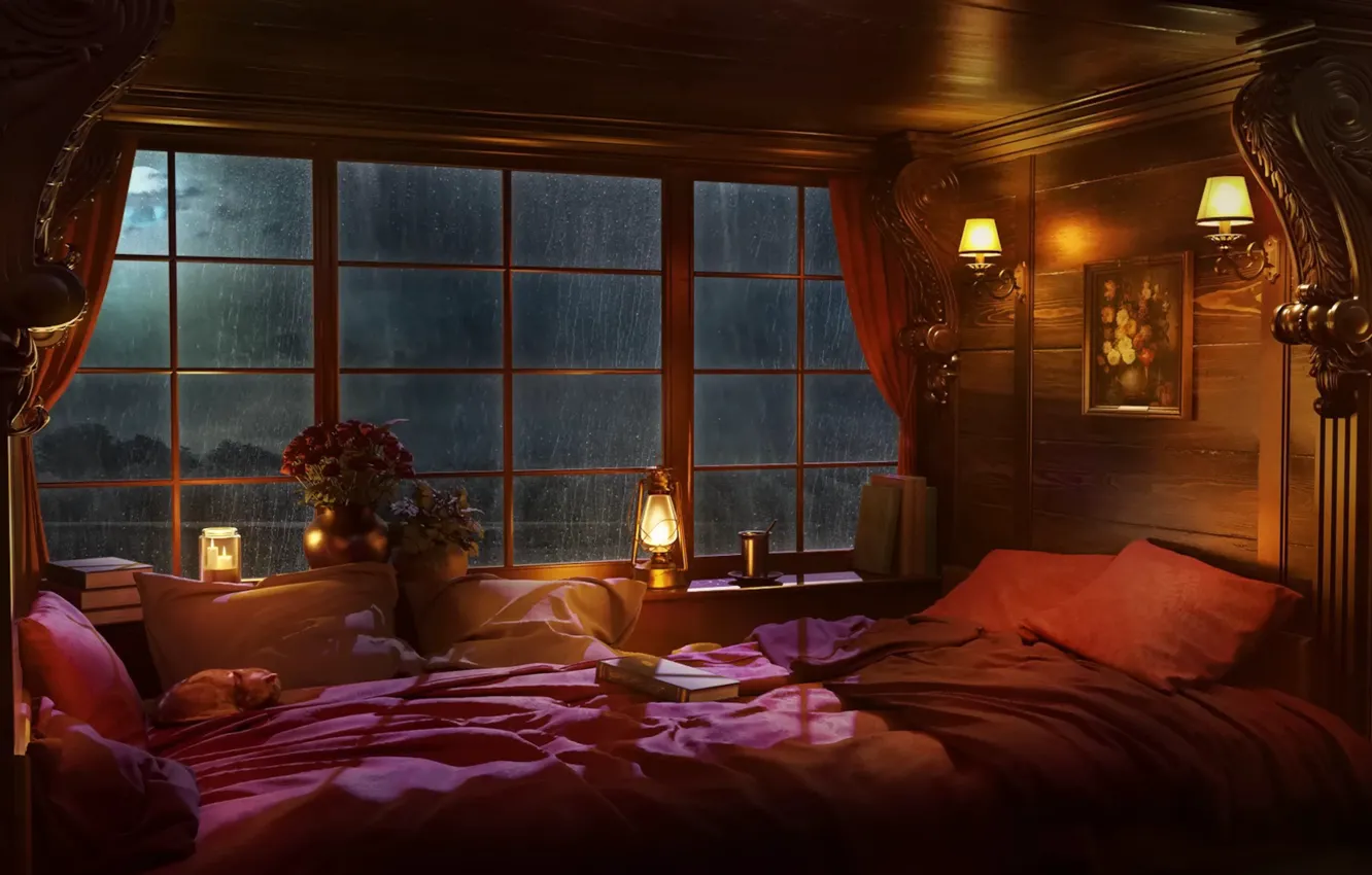 Photo wallpaper relax, train, bed, Travel