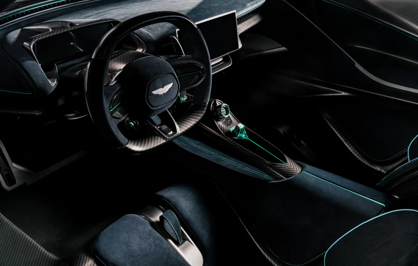 Photo wallpaper Aston Martin, car interior, Valhalla, carbon fiber, Aston Martin Valhalla