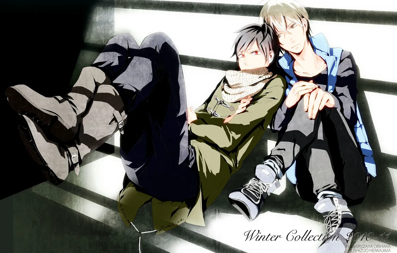 Photo wallpaper eyes, wall, Wallpaper, hair, shoes, shadow, anime, Durarara