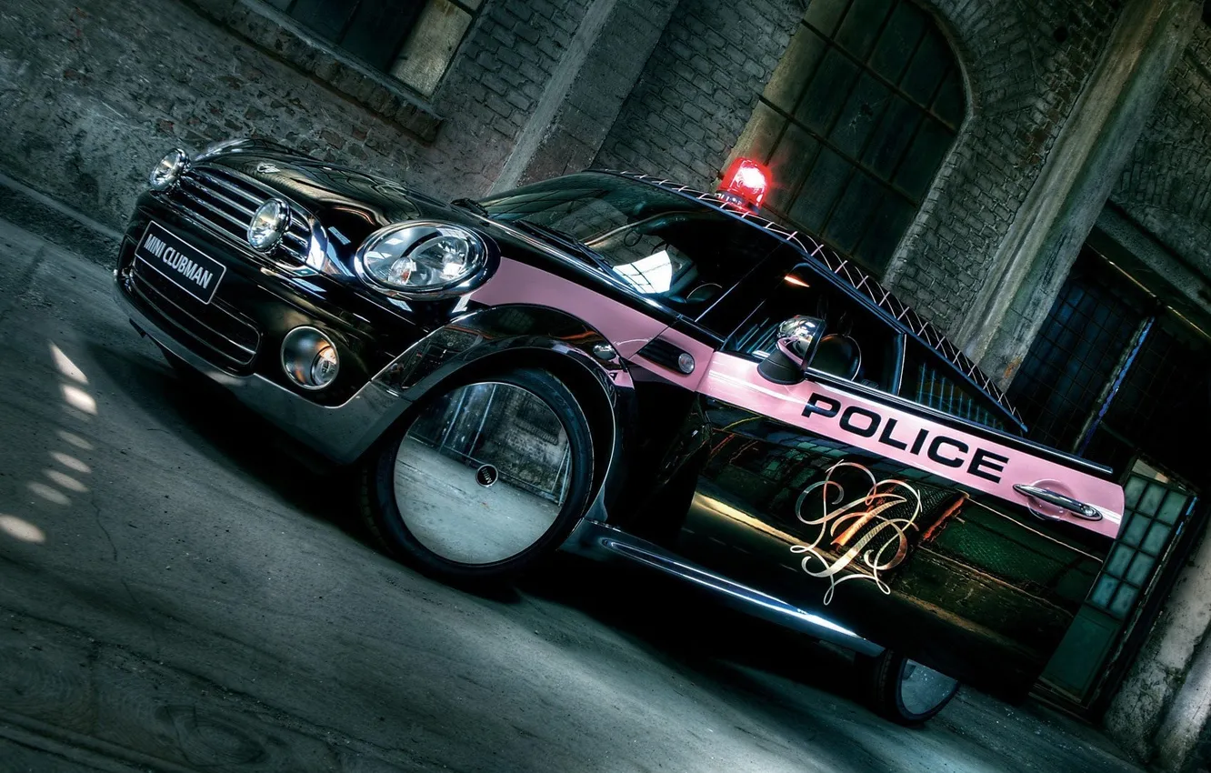Photo wallpaper design, police, drives, siren, rural V, oformlenie