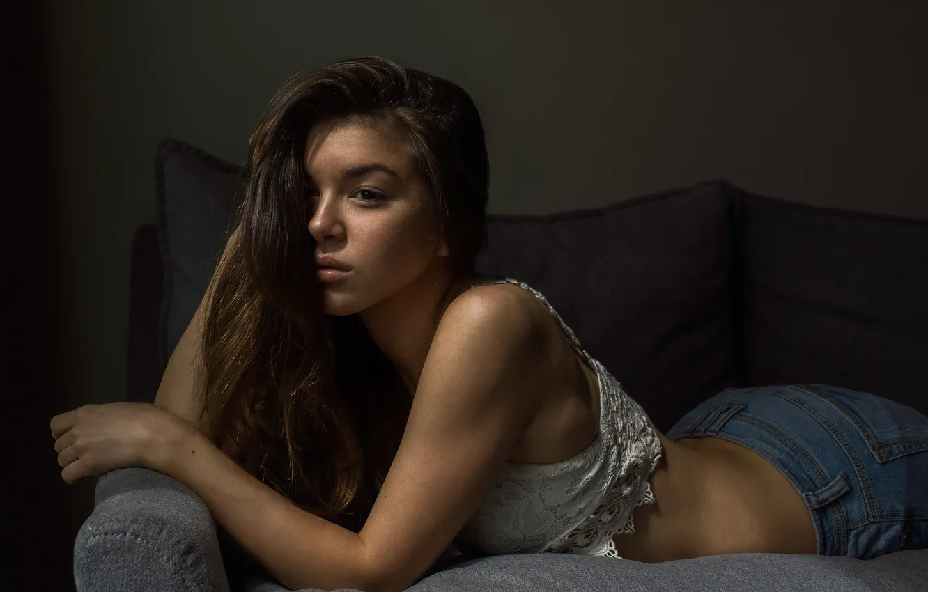 Photo wallpaper girl, pose, brunette, Sarah Acord