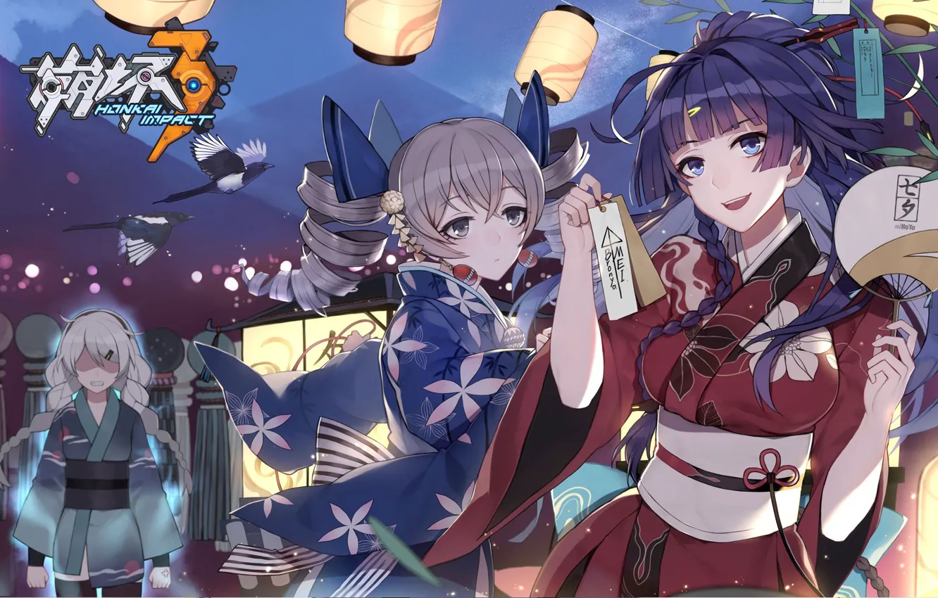 Photo wallpaper girl, game, anime, pretty, asian, manga, kimono, oriental