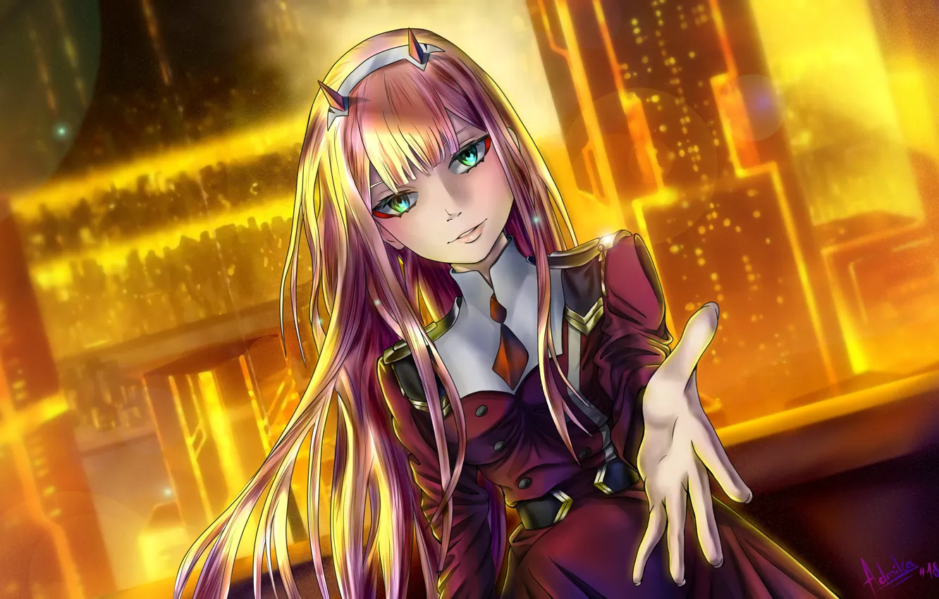 Photo wallpaper girl, background, Darling In The Frankxx, Cute in France