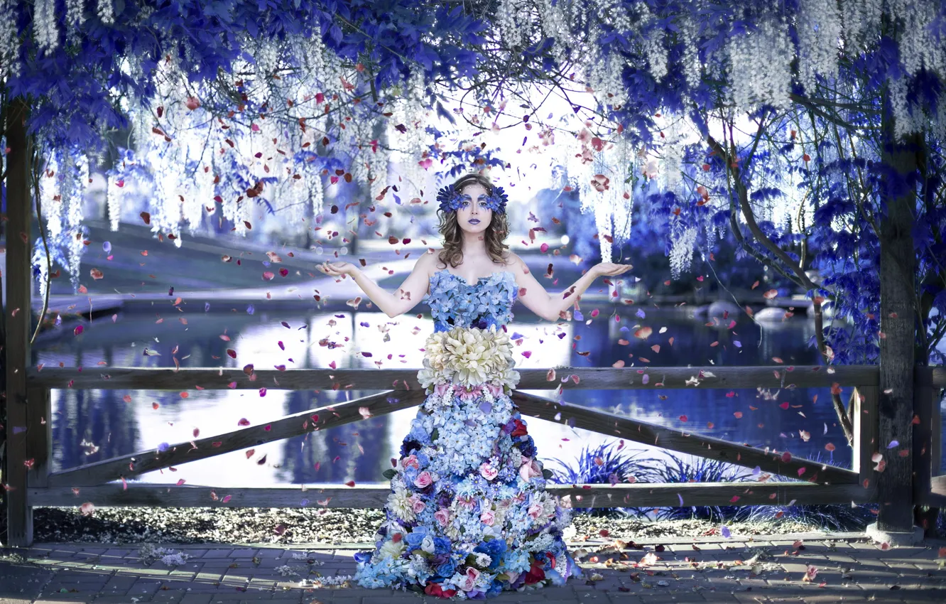 Photo wallpaper girl, flowers, style