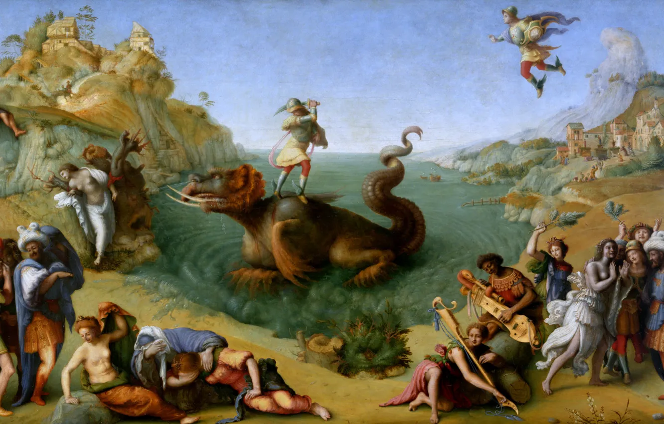 Photo wallpaper picture, mythology, Piero di Cosimo, Perseus freeing Andromeda, Piero di Cosimo