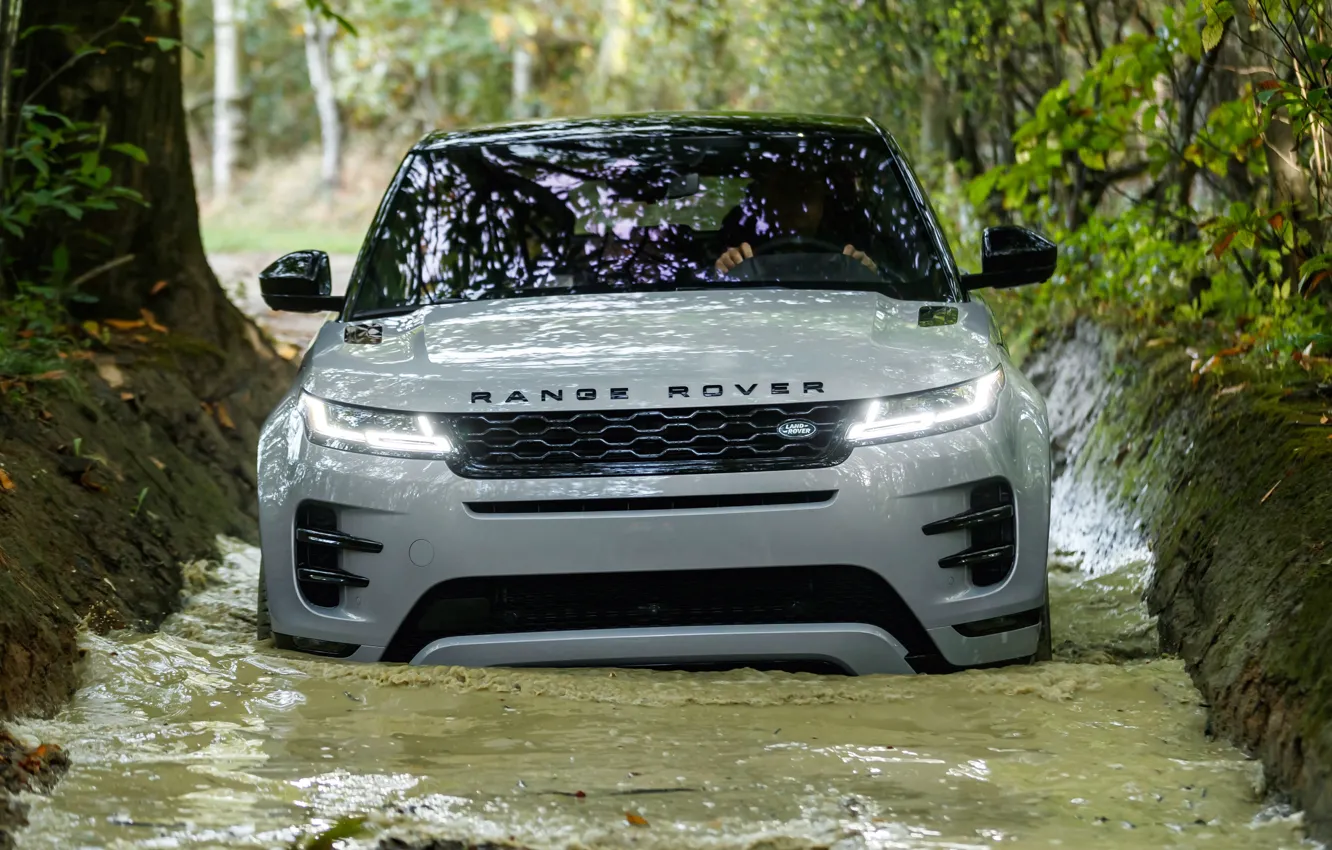 Photo wallpaper Range Rover, the roads, Evoque, P300, HSE, 2019, Black Pack, R-Dynamic