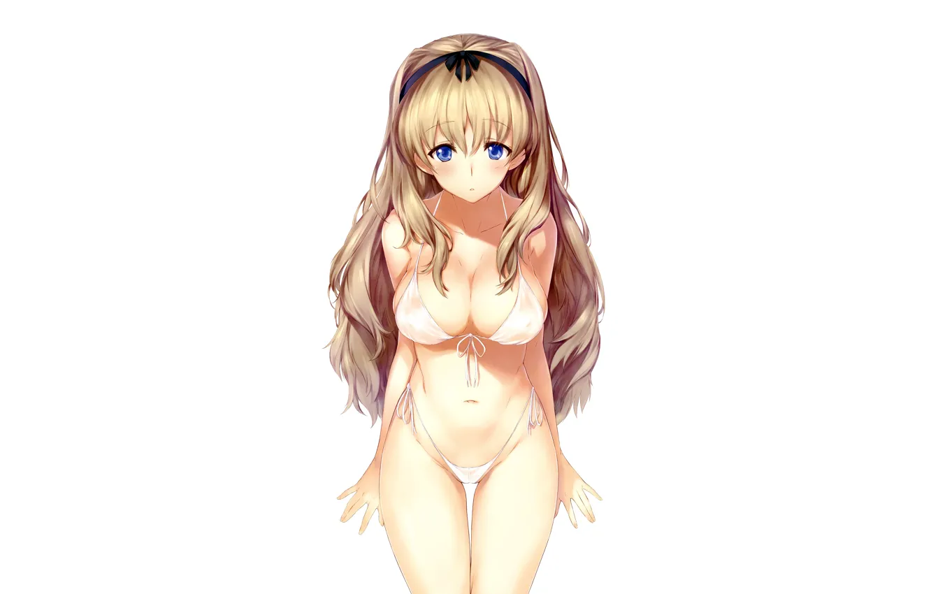 Photo wallpaper girl, sexy, cleavage, long hair, boobs, To Heart, anime, blue eyes