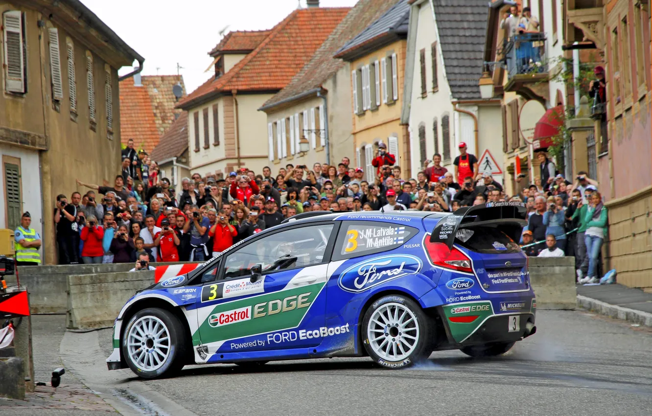 Photo wallpaper machine, the city, people, Ford, turn, WRC, Rally, Fiesta