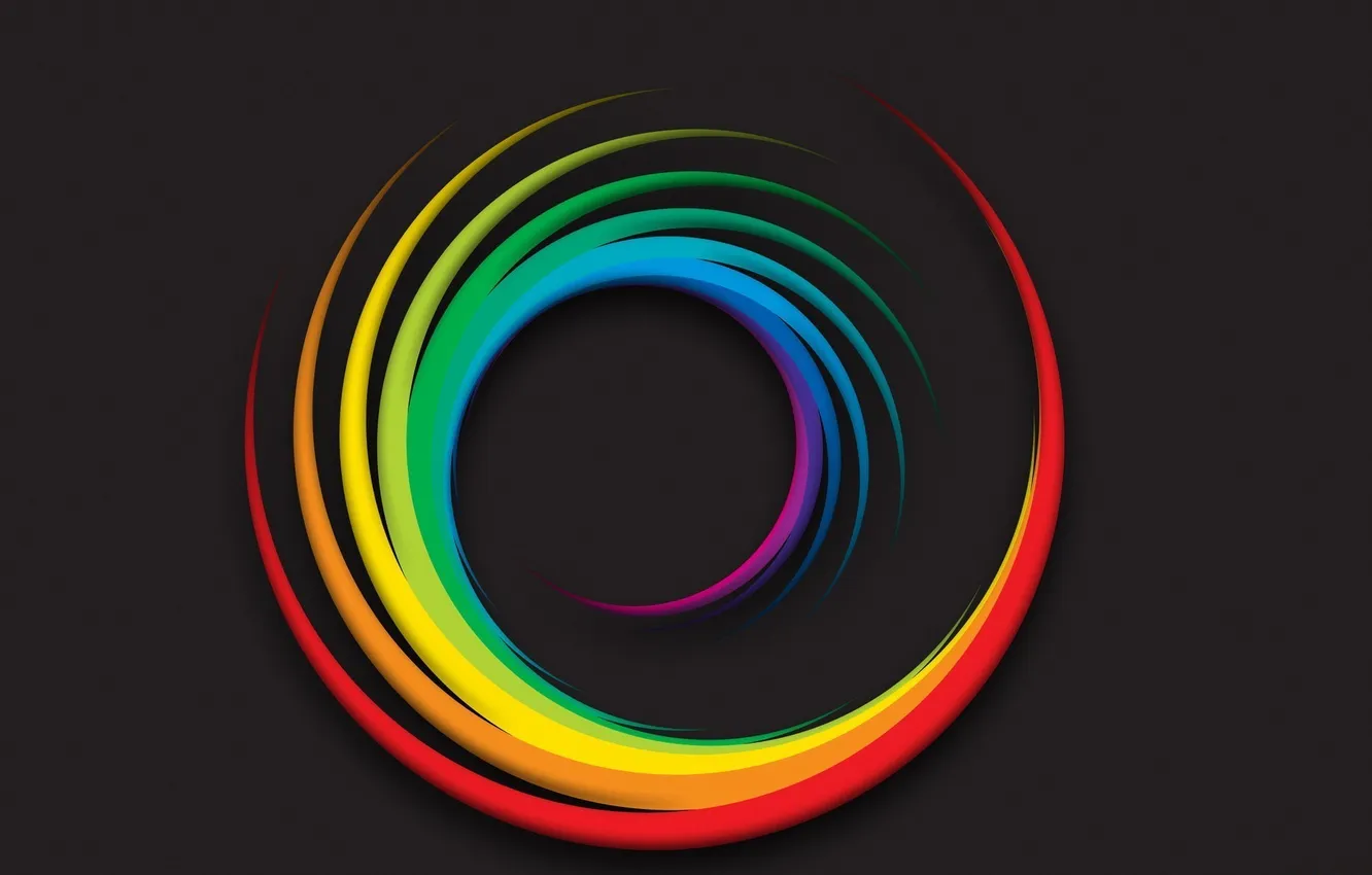 Photo wallpaper strip, rainbow, minimalism, black background