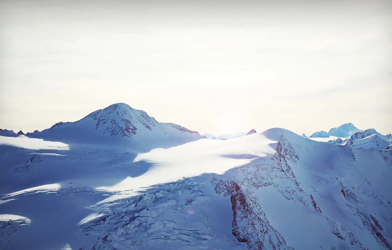 Photo wallpaper snow, landscape, mountains, nature, rocks, tops, landscape