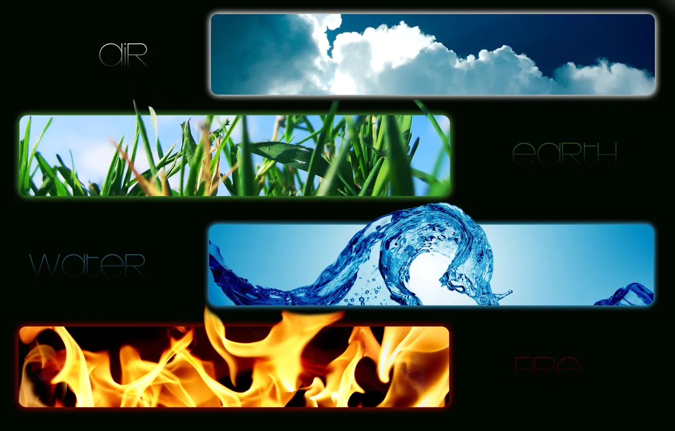 Photo wallpaper water, fire, earth, the air, item