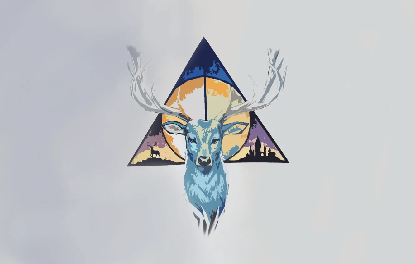 Photo wallpaper minimalism, deer, triangle, Harry Potter, the deathly Hallows