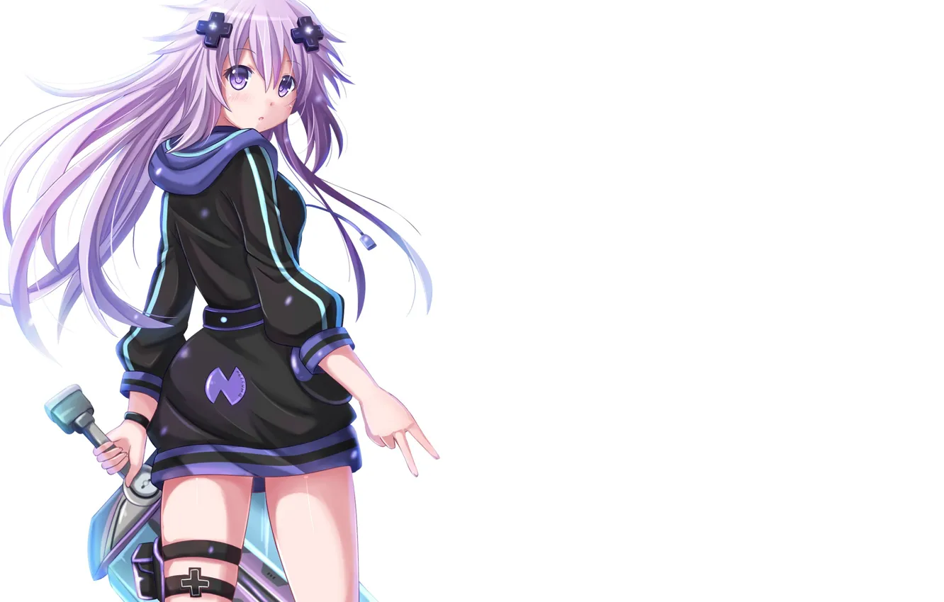 Photo wallpaper look, girl, weapons, Hyperdimension Neptunia