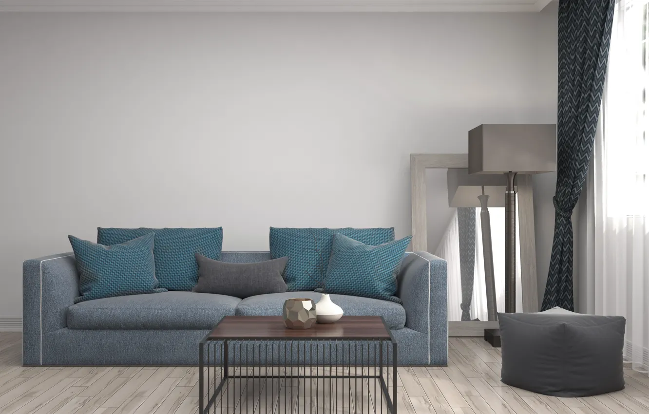 Photo wallpaper design, sofa, interior, pillow, mirror, Stocker Number2