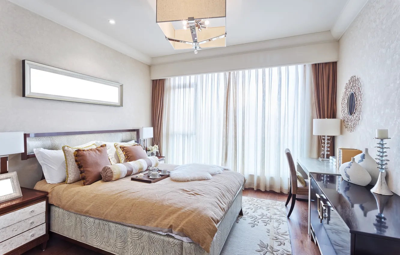 Photo wallpaper bed, interior, pillow, bedroom