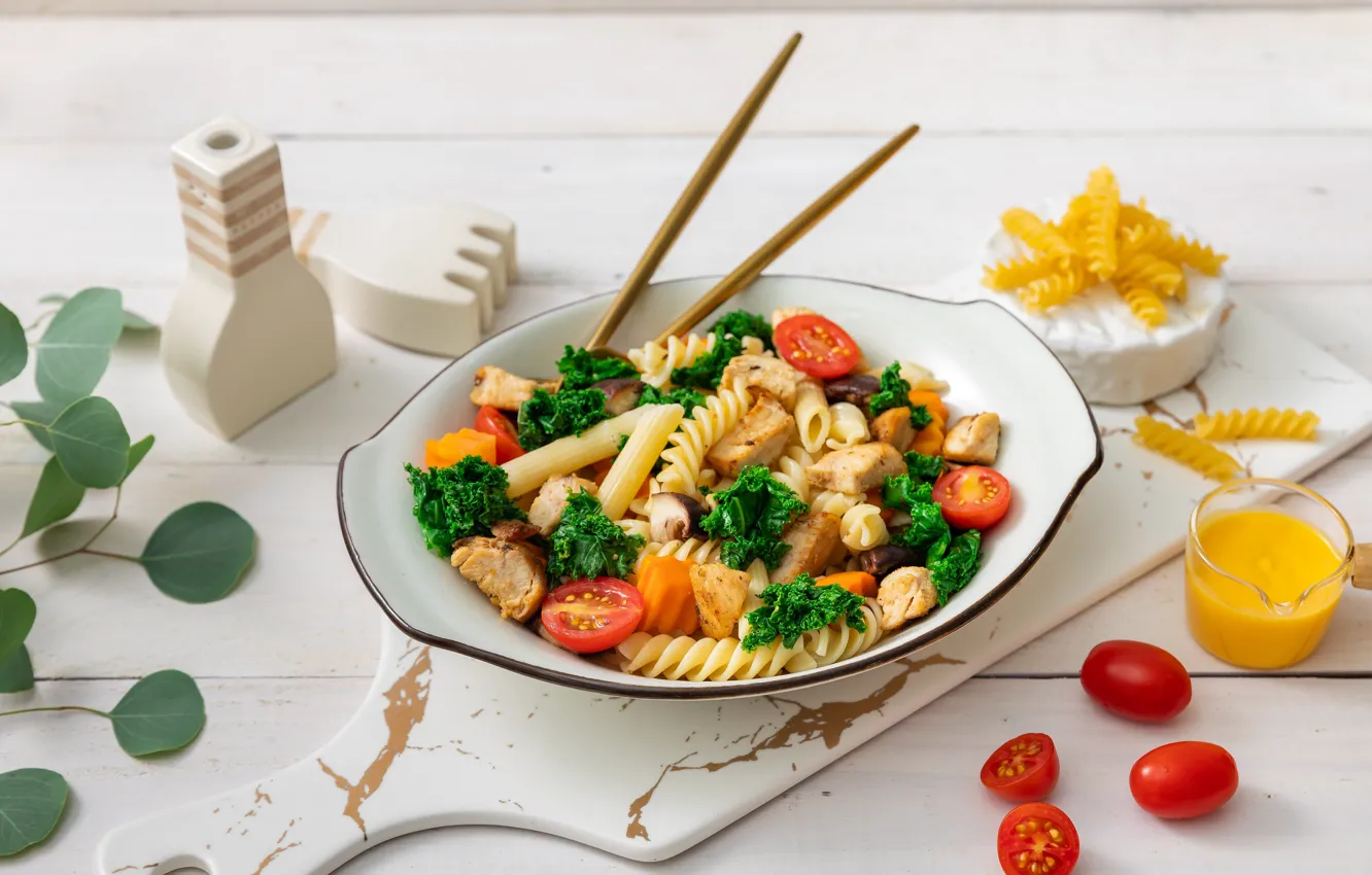 Photo wallpaper cheese, meat, tomatoes, sauce, pasta, pasta