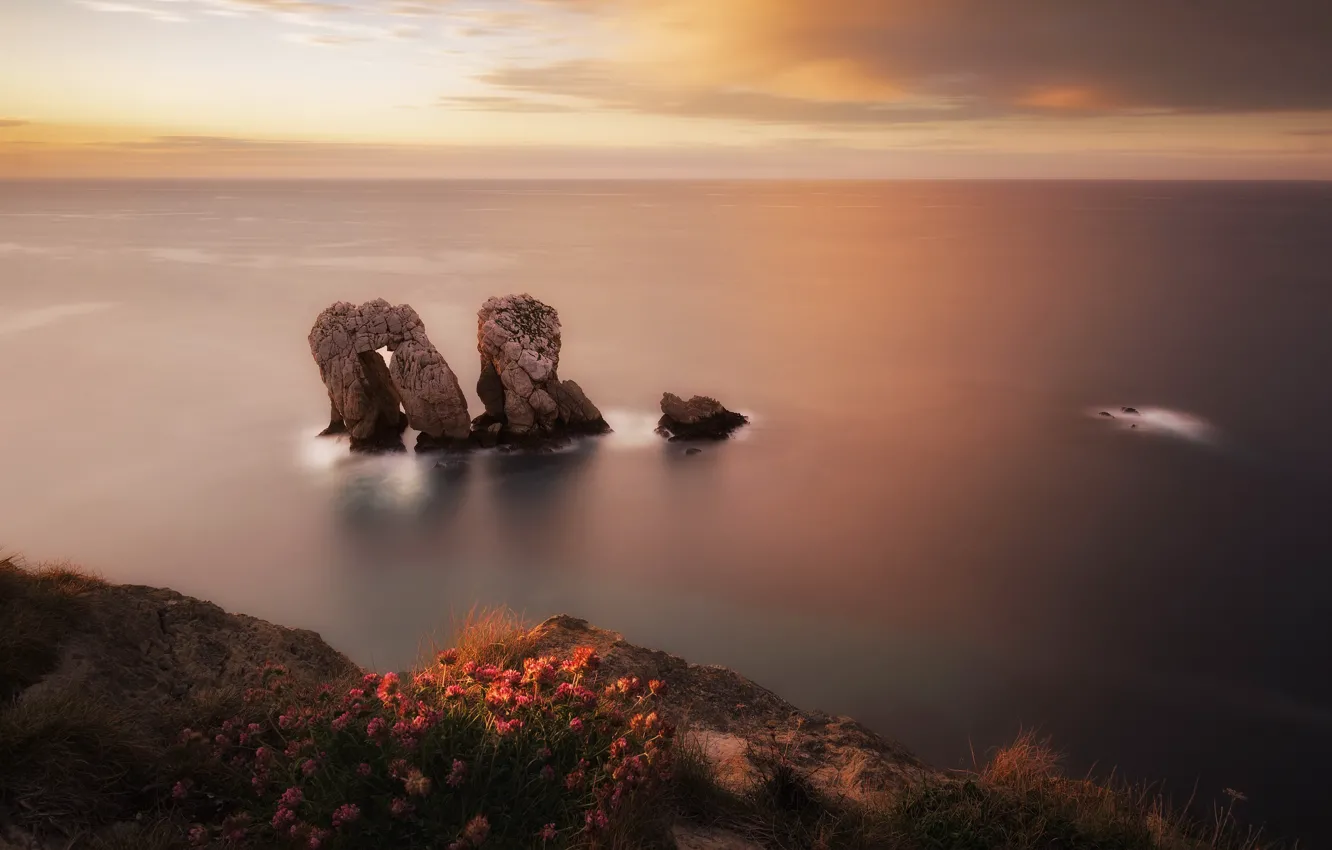 Photo wallpaper Spain, Liencres, Playa de Valdearenas