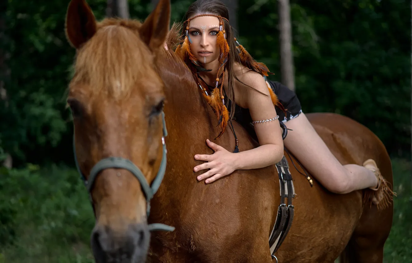 Photo wallpaper look, girl, horse, horse, rider, Vyacheslav Turcan