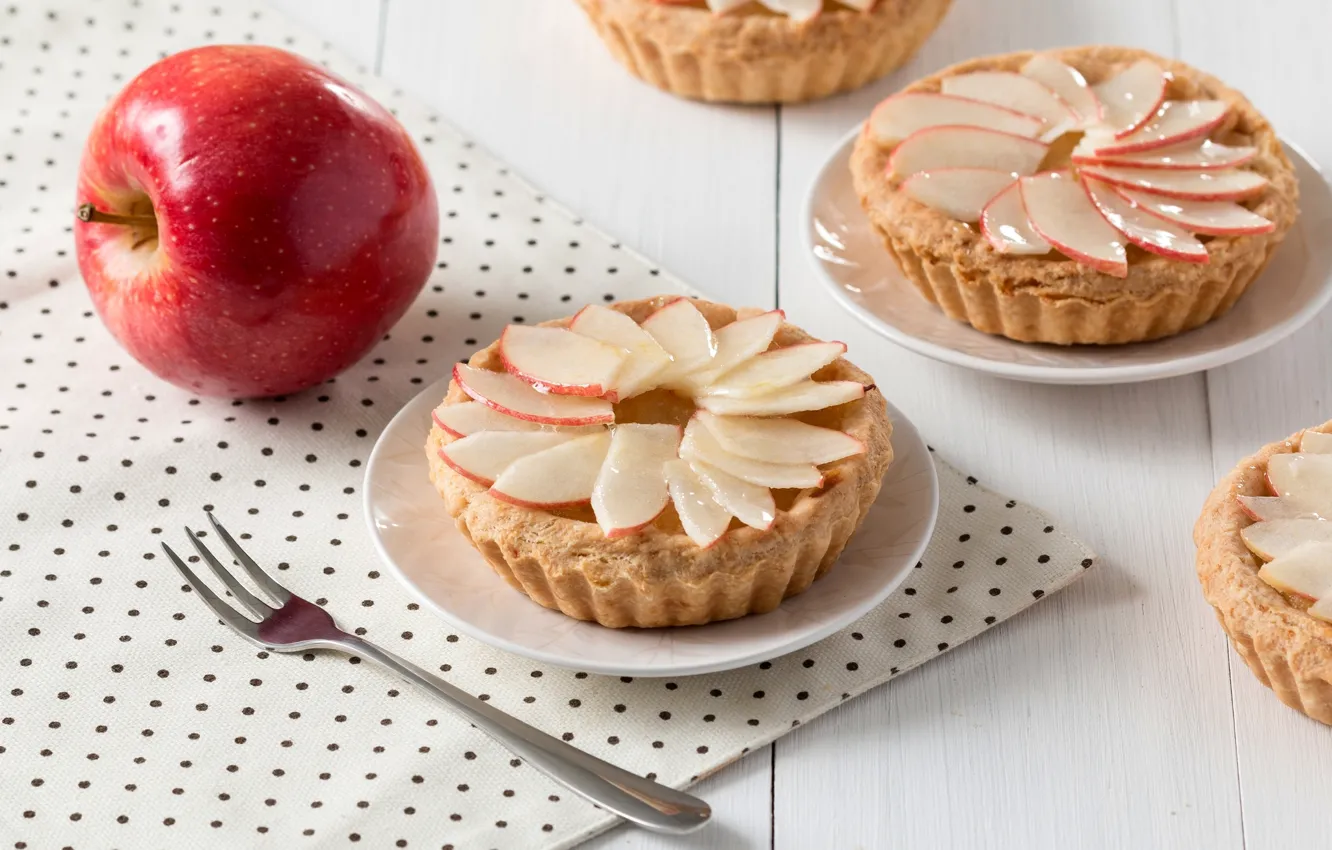 Photo wallpaper apples, basket, cakes
